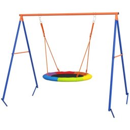 Complex de joaca cu leagan tip cuib de barza, multicolor, 196x172x180 cm