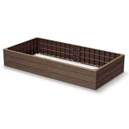 Pat înaltat pentru flori si legume, efect lemn, maro, 149,2x75,6x25 cm, Prosperplast