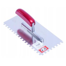 Gletiera inox pentru adezivi, zimti 12x12 mm, 28x13 cm, maner lemn, Olejnik