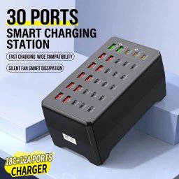 Incarcator OEM Statie WLX-268F 150W 3A 12 x USB-A - 18 x USB-C Gri