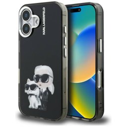Husa Karl Lagerfeld Apple iPhone 16 IML Aquarelle Logo Karl & Choupette Negru