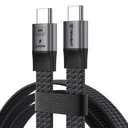Cablu tip C PD240W, Ultra Fast Charge, Data/Video Transfer 8K@60Hz, 40Gbps, 1m - Tecshuit ElysiumSync Pro (CX1) - Gray