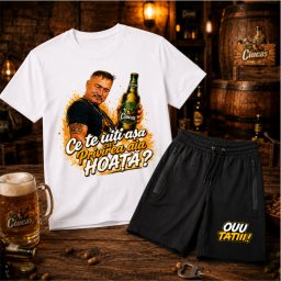 Compleu Personalizat , zDe ce te uiti pe bratele alea BRABUS?, , Tricou E i Pantaloni Scurti Colectia OUU TATIII