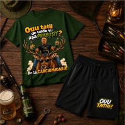 Compleu Personalizat , zOuu Tatii! De unde vii aE a PRABUsIT? , De la Carciumioara, , Tricou E i Pantaloni Scurti Colectia OUU TATIII