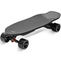 Skateboard electric Exway Wave Hub, 99Wh, putere 1000 W, viteza maxima 38 km/h, autonomie 12 km, lumina fata/spate, roti de 85 mm, greutate maxima 200Kg, powerbank, telecomanda, Negru