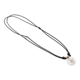 Colier reglabil cu pandantiv rotund din Sidef gravat, cruce conturata - 18mm