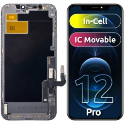 Display cu Touchscreen JK pentru Apple iPhone 12 / 12 Pro, cu Rama, Versiune LCD In-Cell IC Movable, Negru