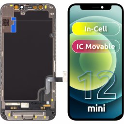 Display cu Touchscreen JK pentru Apple iPhone 12 mini, cu Rama, Versiune LCD In-Cell IC Movable, Negru