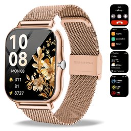 Ceas Smartwatch pentru barbati si femei, curea metalica, TMKY10092037-ROZE