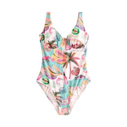 Next Costum de baie întreg 'Tummy' turcoaz / verde / roz / rosé