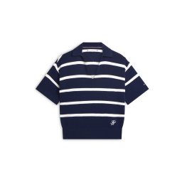 TOMMY HILFIGER Pulover albastru închis / alb