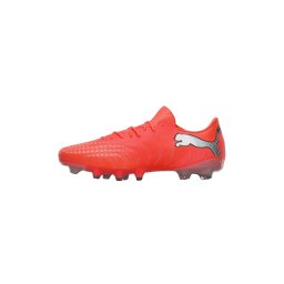 PUMA Ghete de fotbal 'Future 9 Match Fusion' gri argintiu / roșu neon / negru
