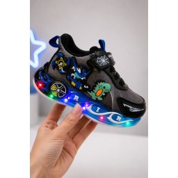 Pantofi sport cu lumini LED, Model Playful, Negru