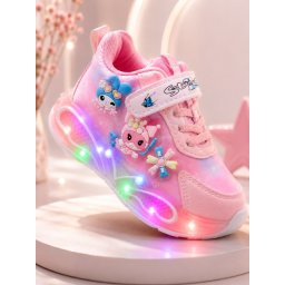 Pantofi sport cu luminite, Model You and Me, Piele ecologica, Fete, Roz