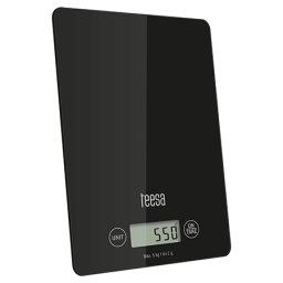 Cantar de bucatarie Teesa din sticla neagra, 5 kg, precizie 1 g