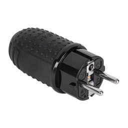 Stecher IP44 16A 250V negru pentru prelungitoare si aplicatii exterior
