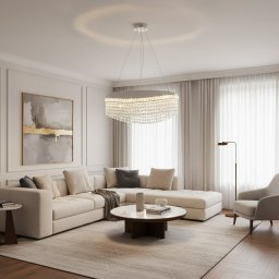 Candelabru din Cristal VOLNA Eleganza 102W, 50 cm, Alb, LED 3 Culori