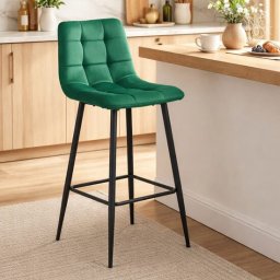 Scaun de bar Artool Arceto, catifea verde, picioare metal negru
