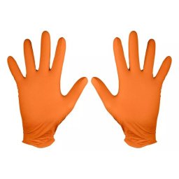 Manusi nitril de unica folosinta portocalii XL, set 50 buc, NEO