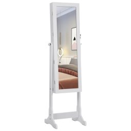Cabinet pentru bijuterii cu oglinda si LED, Artool, alb, 41x36,5x151 cm