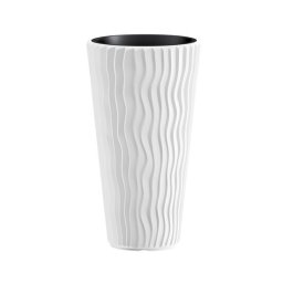 Ghiveci decorativ înalt alb 37 L cu vas interior, Sandy Slim Prosperplast