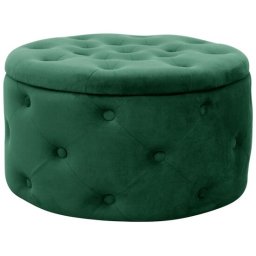 Taburet rotund Alia cu spatiu de depozitare, catifea verde, 55x30 cm