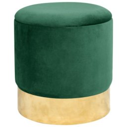 Taburet rotund cu spatiu de depozitare, catifea verde, Golden Akord