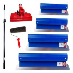 Set 4 gletiere profesionale inox Ergolite cu rola si maner telescopic