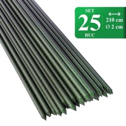 Set 25 araci de gradina pentru rosii si castraveti, metal PVC, 210 cm, Artool