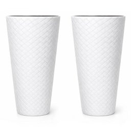 Set 2 ghivece de flori Matuba Slim, inalte, 30x55 cm, albe, Prosperplast