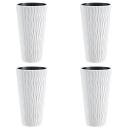 Set 4 ghivece înalte Sandy Slim albe 34,9x62 cm pentru flori, Prosperplast