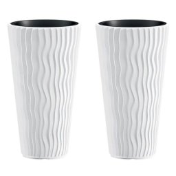 Set 2 ghivece inalte albe Sandy Slim 29,7x53,1 cm, Prosperplast