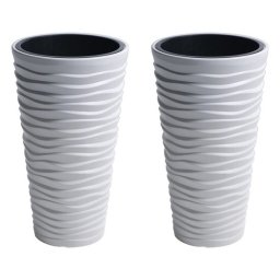 Set 2 ghivece de flori inalte Sand Slim, 39x75 cm, alb, Prosperplast