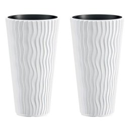 Set 2 ghivece înalte pentru flori Sandy Slim 39x70,8 cm albe Prosperplast