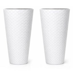 Set 2 ghivece inalte albe Matuba Slim, rotunde, 40x78 cm, Prosperplast
