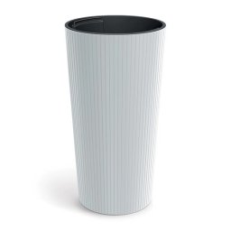 Ghiveci decorativ inalt alb 20x38,5 cm cu insertie, Lamia Slim
