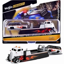 Set Maisto Elite Transport camion cu rampa si Chevrolet K5 Blazer 1979 1:64