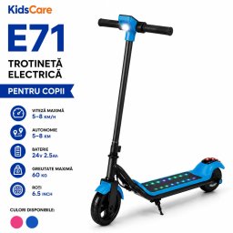 Trotineta electrica pentru copii KidsCare E71, 110W, Bluetooth, albastra