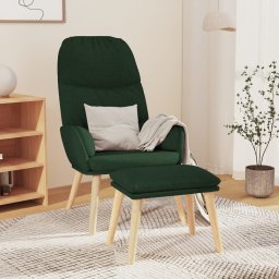 Scaun de relaxare cu taburet, verde închis, catifea GartenMobel Dekor