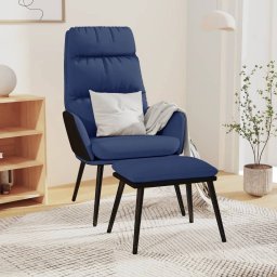 Scaun de relaxare cu taburet, crem, textil si piele ecologica GartenMobel Dekor