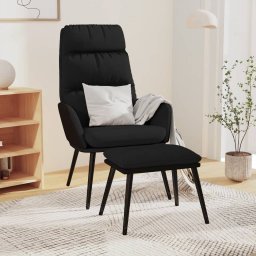 Scaun de relaxare cu taburet, crem, textil si piele ecologica GartenMobel Dekor