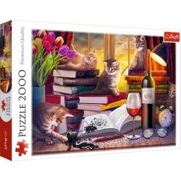 Trefl: Natură statică nocturnă cu pisici - Puzzle de 2000 piese