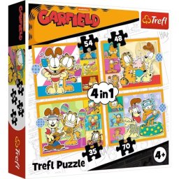 Trefl: Garfield adoră lasagna 4 în 1 puzzle - 35, 48, 54, 70 de piese
