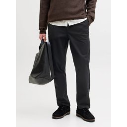 Jack & Jones, Pantaloni chino barbati, cu talie medie, Regular Fit, Jpstollie, Negru (SELECTATI MARIMEA: 34, SELECTATI LUNGIMEA: 34)