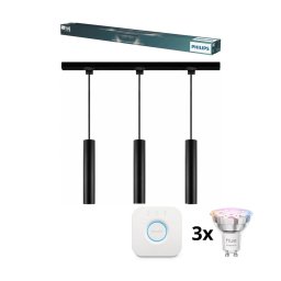 Lustră LED Philips, reglabilă, suspendată pe cablu pentru sistem de șină EASYLINK HUE 3xGU10/4,7W/230V+Hue bridge