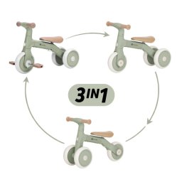 Bicicleta/tricicleta, petite&mars, 3 in 1, multifunctionala, cu/fara pedale, ghidon directionabil, sa reglabila pe inaltime, 2.3 kg, pana la 25 kg, 12-36 luni, verde