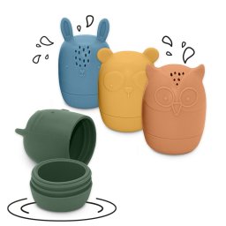 Set 4 jucarii de baie, petite&mars, amigos, din silicon, fara bpa, 6 luni+, multicolor