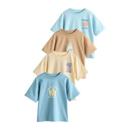 Next Tricou crem / azur / albastru deschis / maro deschis