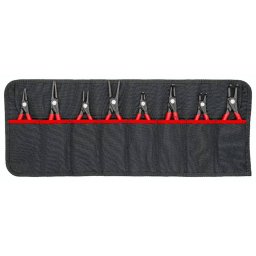 KNIPEX circlip pliers set O 10 - 60mm, 8-piece red, 4x straight tips, 4x 90Â° tips, in roll-up bag