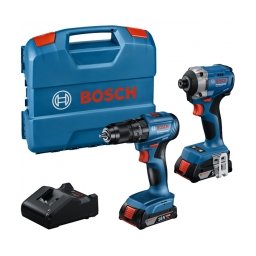 Bosch - GSB 185-LI + GDR 18V-215 + GBA + GAL 18V-20 - Masina de gaurit si insurubat cu percutie, 50 Nm + Masina de insurubat cu impact, 215 Nm, M6-M16 + Set 2 acumulatori si incarcator, Li-Ion, 18 V, 2 Ah + Valiza plastic